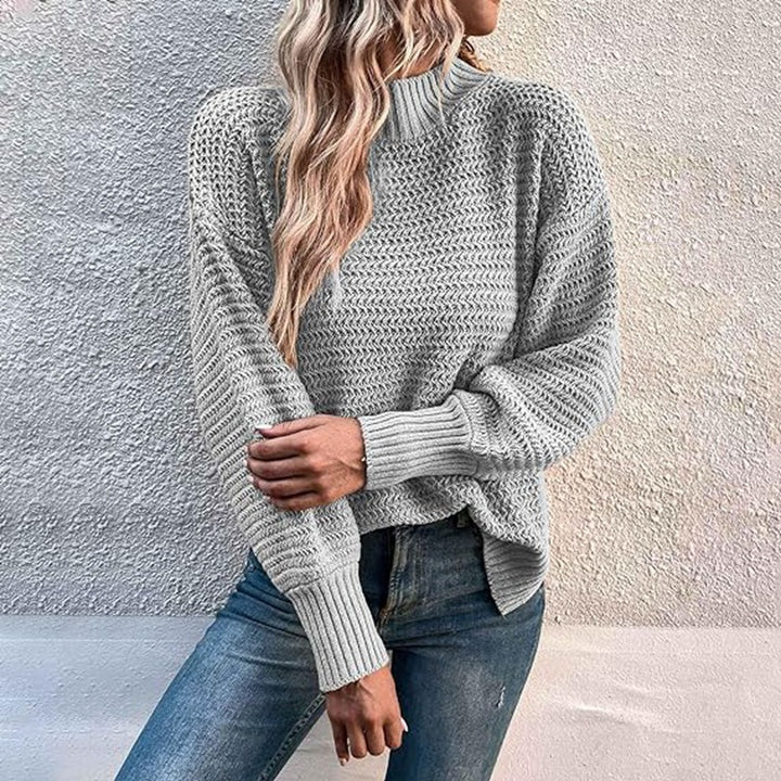 Knit sweater with high collar and structured pattern for women Chic und Stil