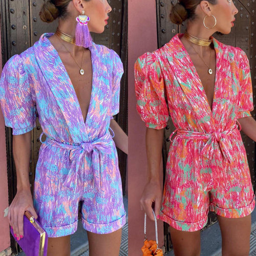 Women's Chic Relaxed Bright Print Jumpsuit