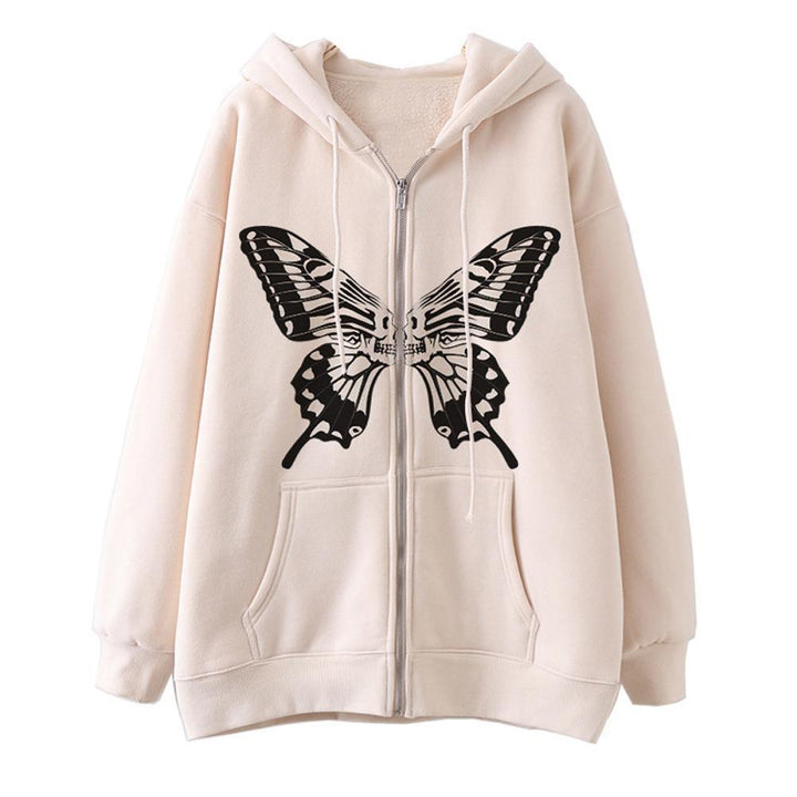 Women's hoodie sweatshirt jacket with unique butterfly print Lune London