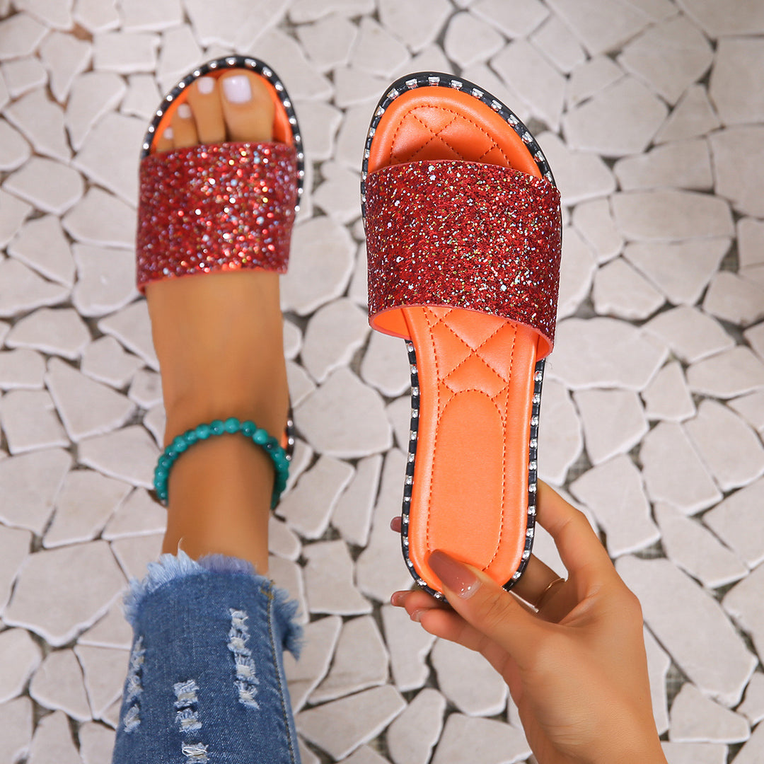 Glamorous rhinestone slide sandals for women Lune London