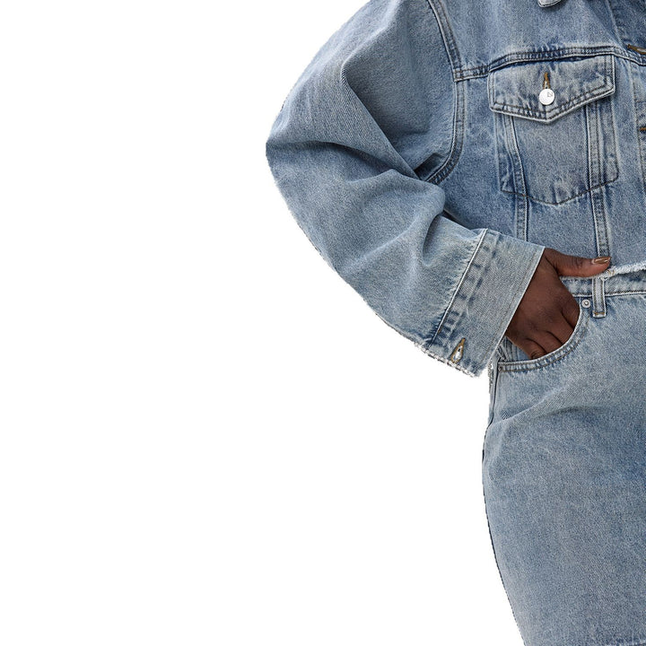 Women's denim jacket with a catchy fringed design Lune London