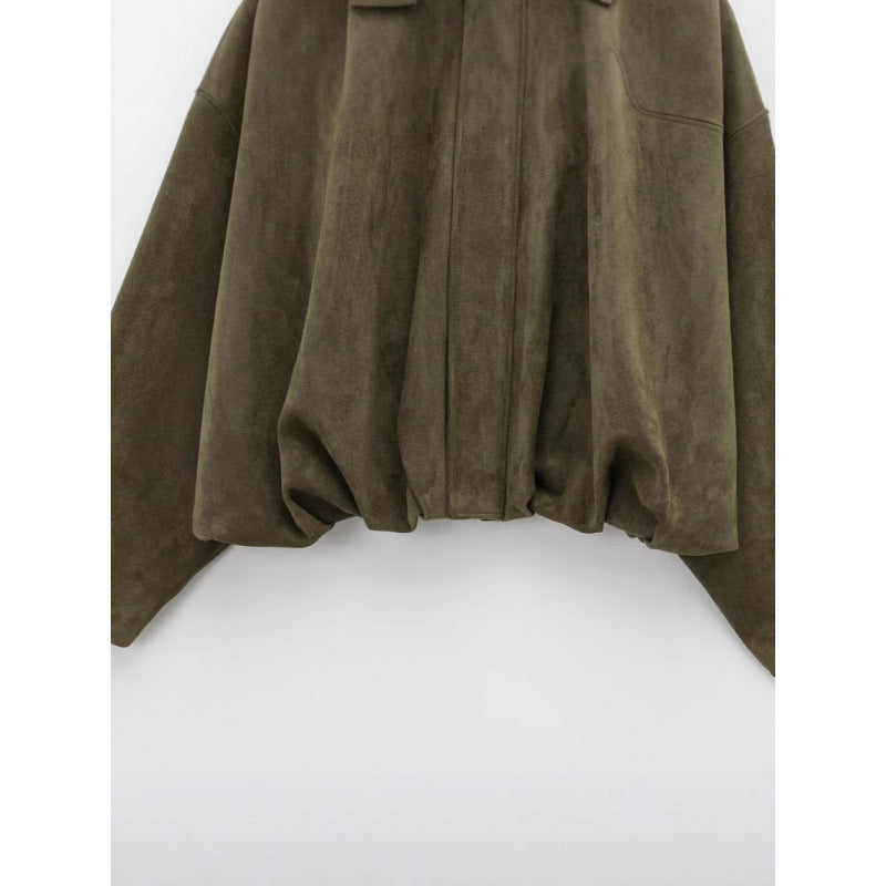 Trendy oversized jacket for women with hidden belt and chic shoulder details