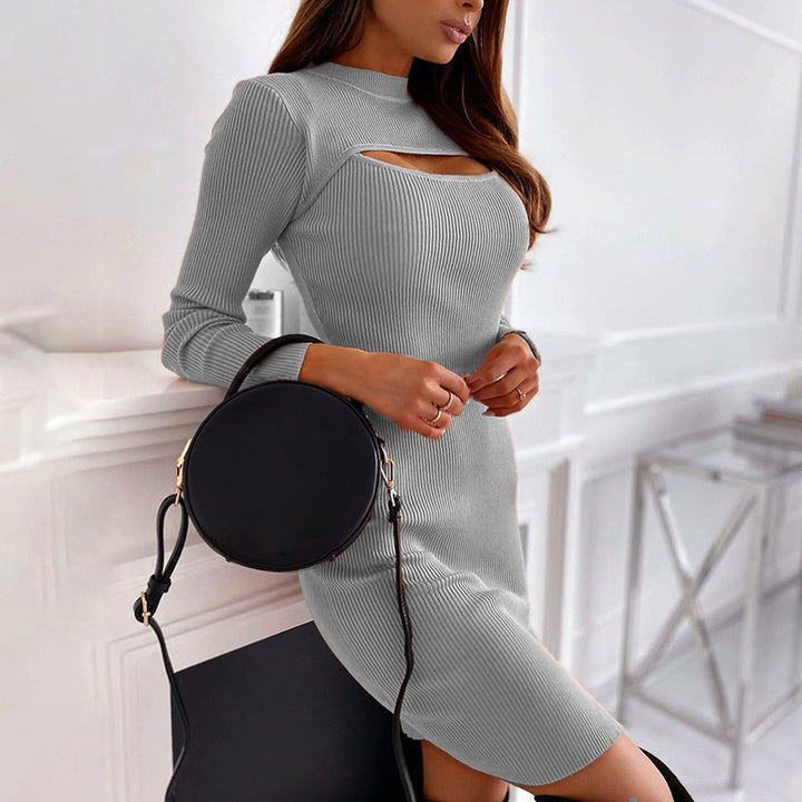 Knitted dress for women with side slit and trendy cutouts Wirbel Lune London