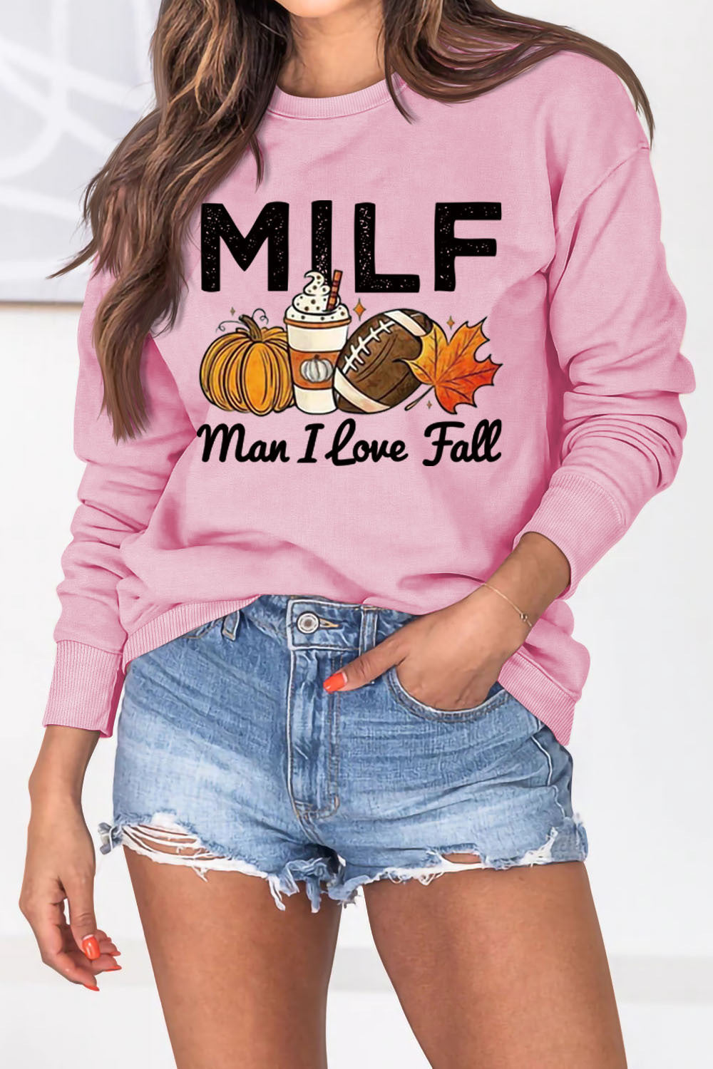 Sweatshirt pour femmes avec motif essence automnale et lettrage inspirant Chic & Stil
