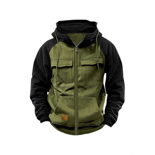 Sporty hooded jacket for men with practical chest pockets and warm fleece material Lune London