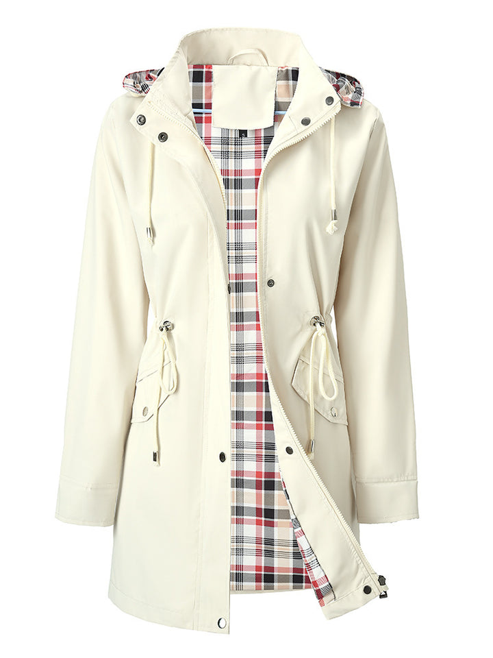 Veste de transition pour femmes avec taille ajustable et motif à carreaux invitant Chic & Stil