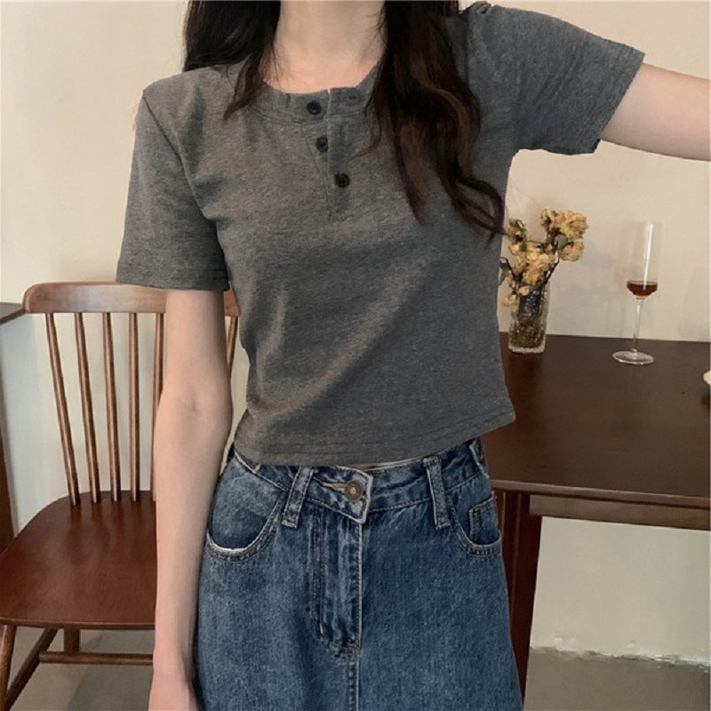 Women's Short Sleeve Henley Shirt Lune London