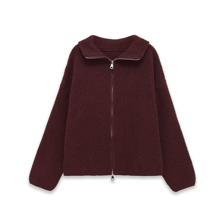 Cardigan rayé pour femmes avec capuche confortable et fermeture éclair Chic & Stil