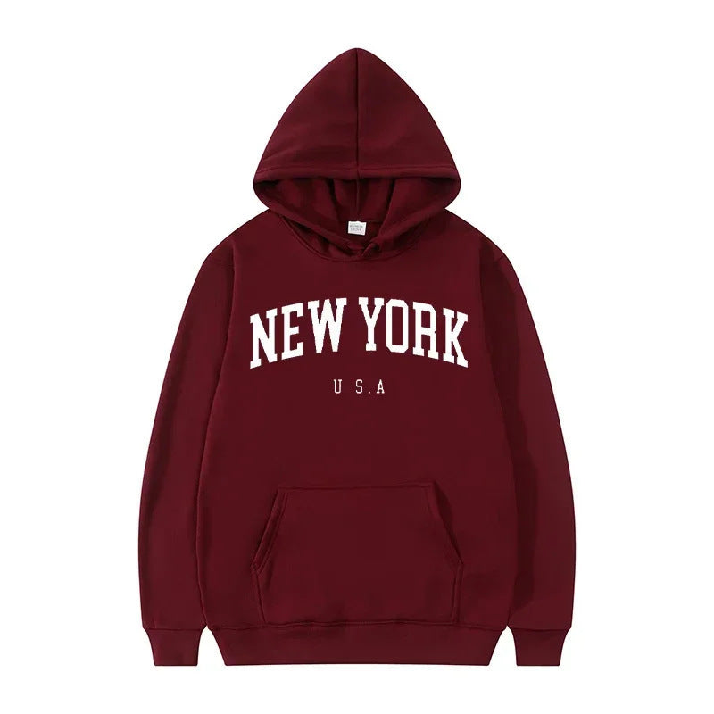Women's hoodie with fashionable New York print and comfortable fit Lune London