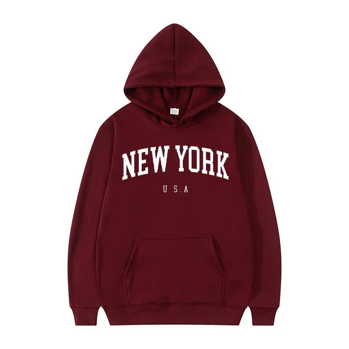Women's hoodie with fashionable New York print and comfortable fit Lune London