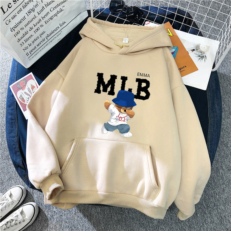 Ladies hoodie with creative animal and lettering design Chic & Stil
