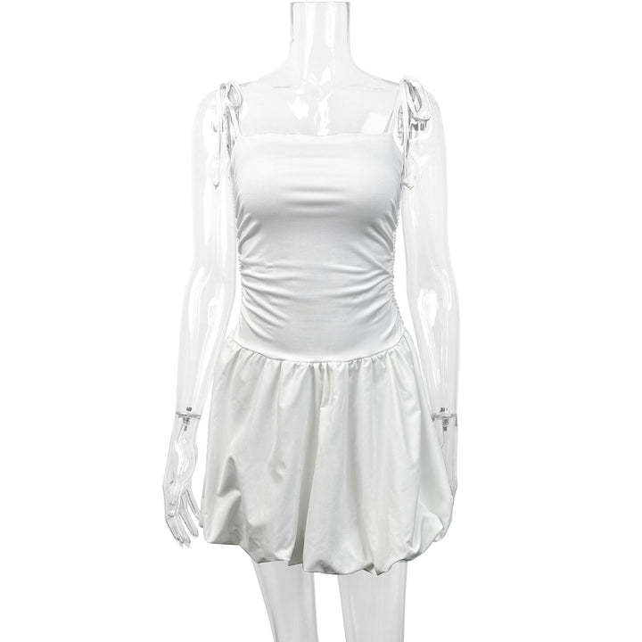 Women's playful mini dress with spaghetti straps and gathered skirt Lune London