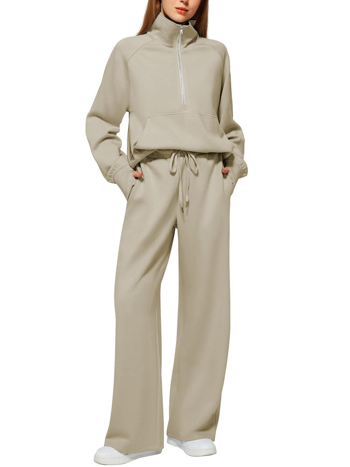 Lune London Women's Sports Loungewear Set with High Collar and Flared Legs