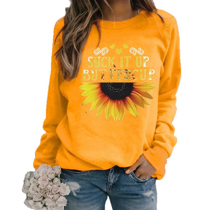 Sweat-shirt pour femmes avec impression créative de tournesol et citation motivante Chic & Stil