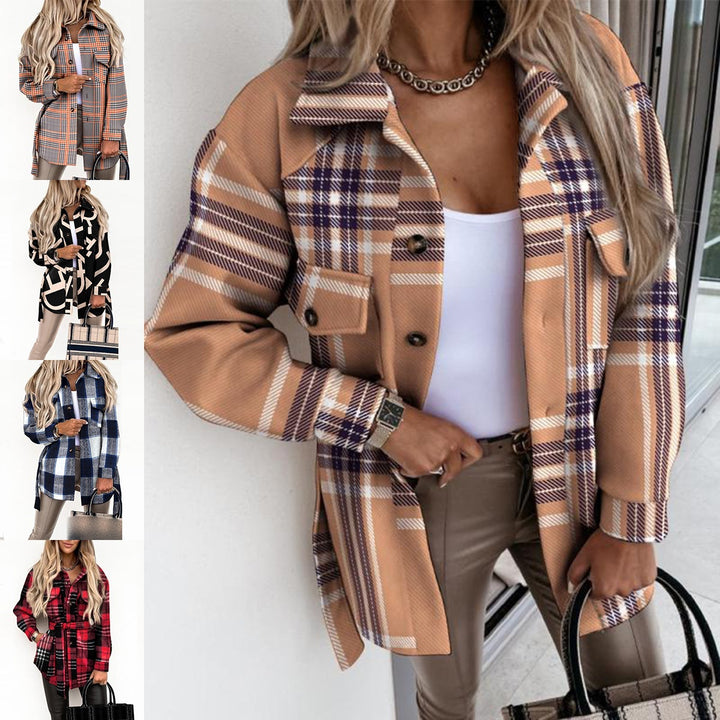 Ladies oversized check shirt jacket in soft material Lune London