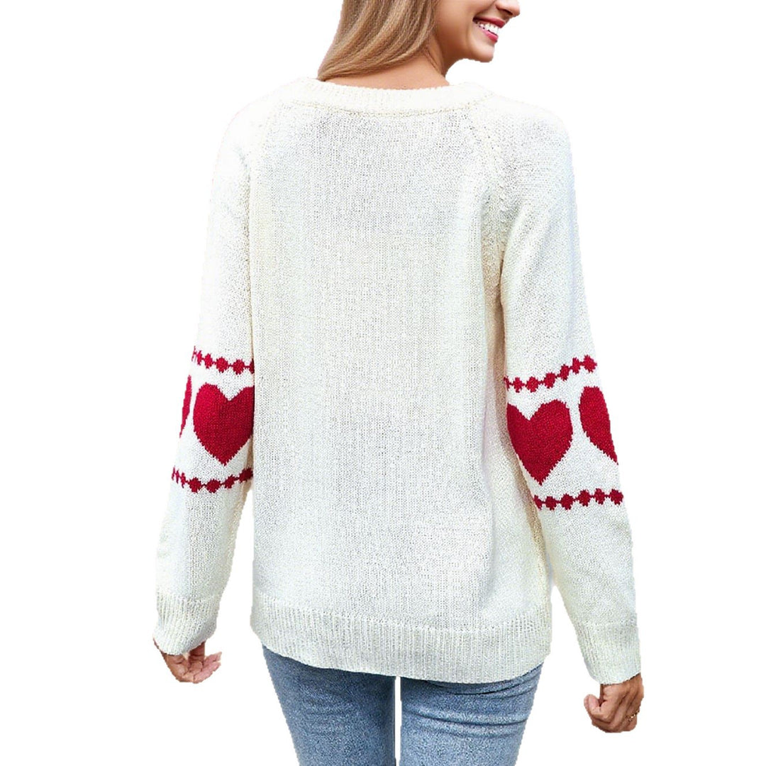 Pull en maille pour femmes avec motif cœur et accents colorés Chic & Stil