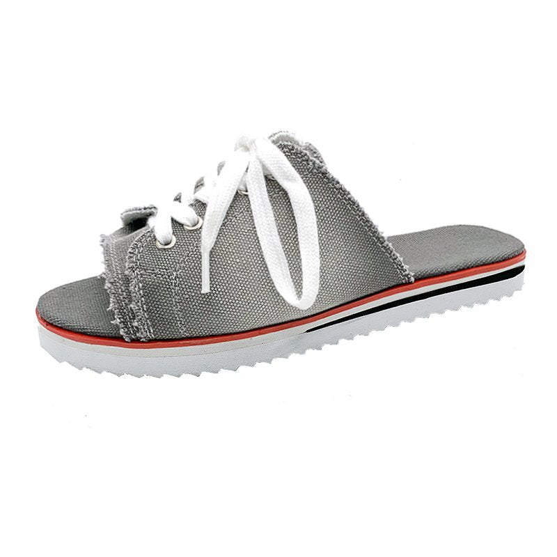 Casual slip-on sneakers for women with trendy denim and practical lacing Lune London