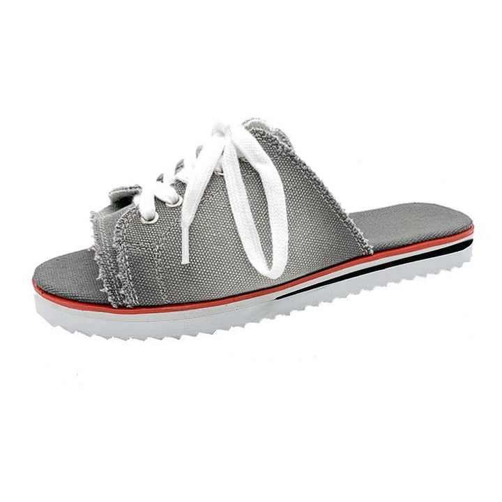 Casual slip-on sneakers for women with trendy denim and practical lacing Lune London