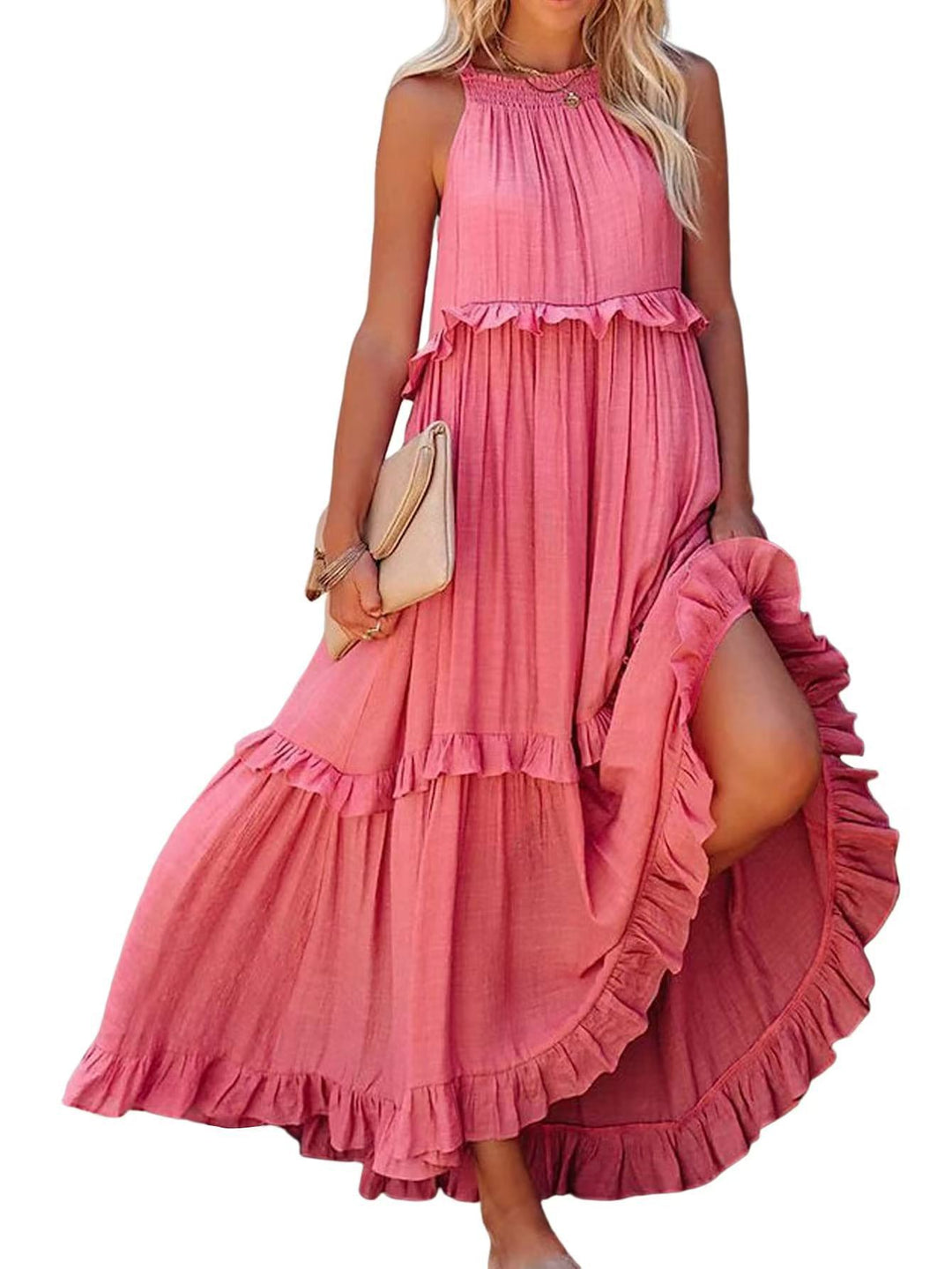 Maxi dress for women with ruffled details and airy silhouette Lune London