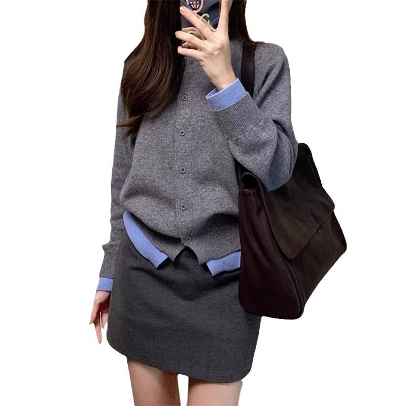 Cardigan en tricot élégant pour femmes avec de fins détails contrastés Chic & Stil