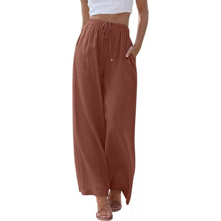 Wide palazzo pants for women with elastic waistband and side pockets Lune London