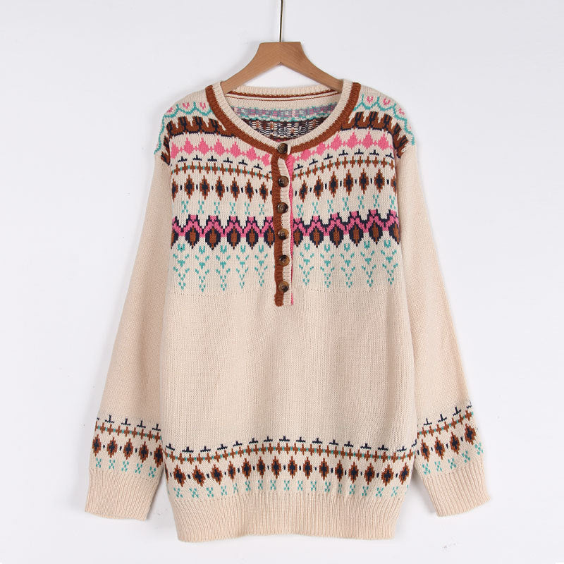Pull en tricot pour femmes avec motif norvégien coloré Chic & Stil