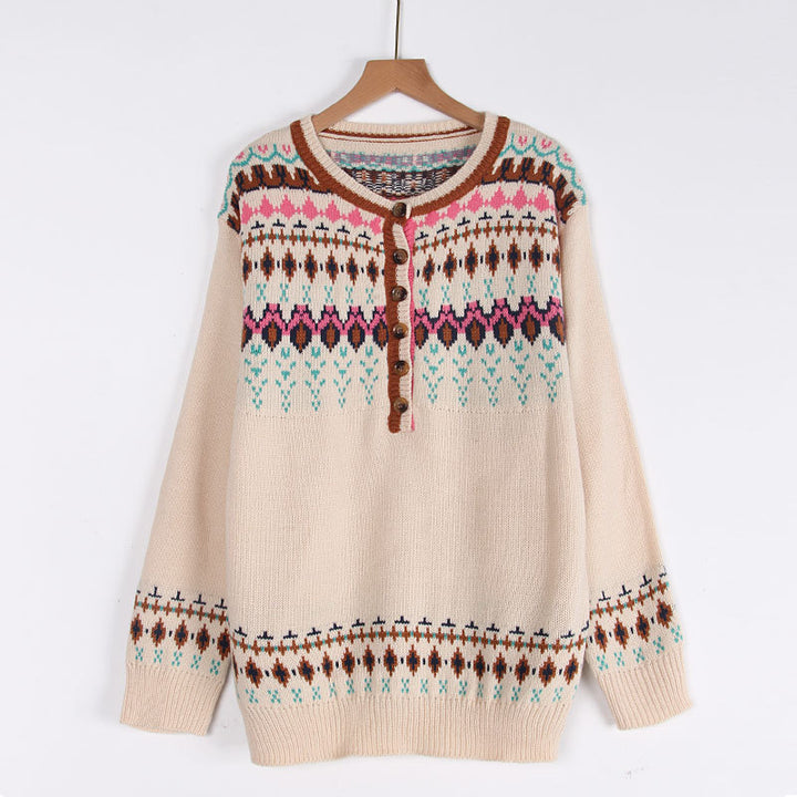 Pull en tricot pour femmes avec motif norvégien coloré Chic & Stil