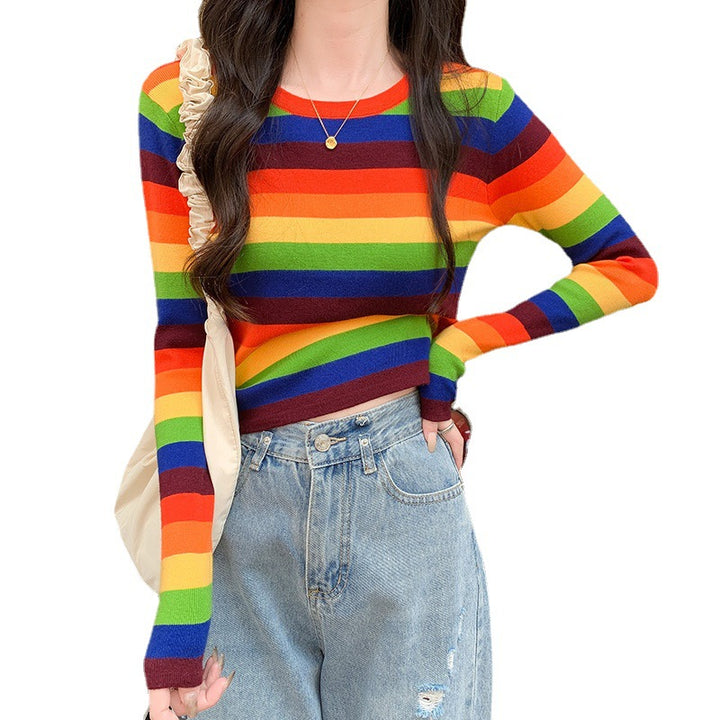 Ladies short-sleeved striped crop top Chic & Stil