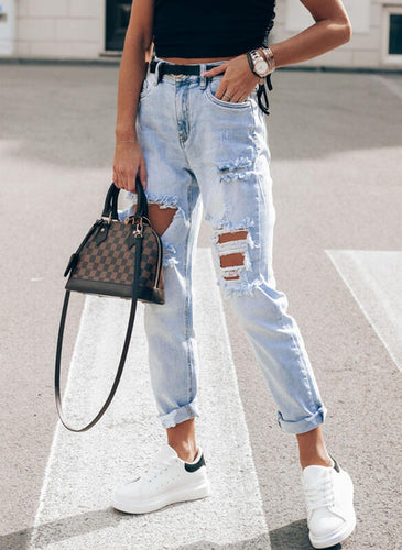 Lune London | Women's Ripped Boyfriend Jeans in Casual Vintage Style with High Waist