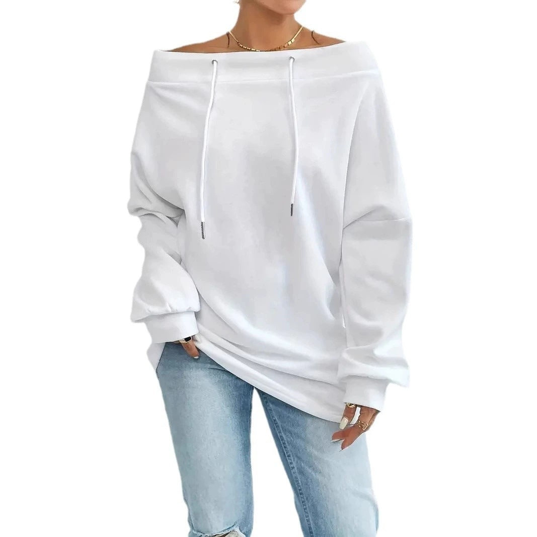 Oversized sweater for women with open shoulder seams and drawstrings Lune London