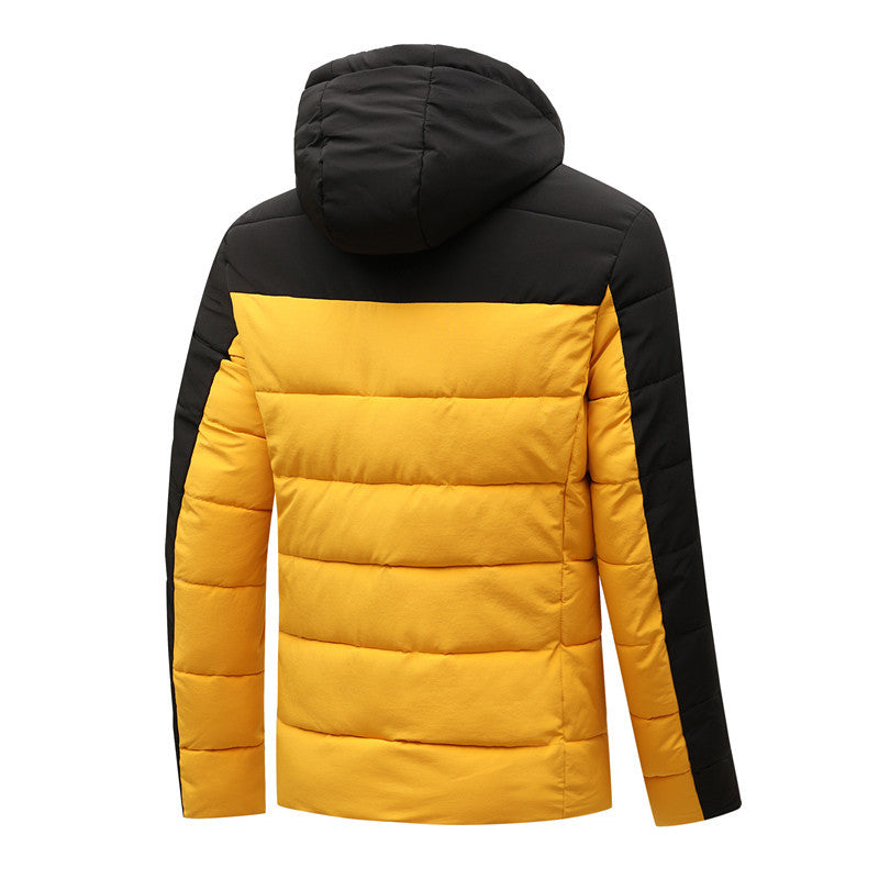 Men's winter quilted jacket with trendy color contrast and hood Lune London