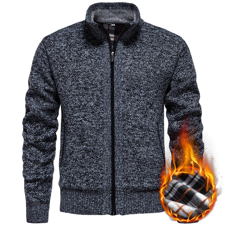 Stylish knitted jacket for men with high collar and practical pockets Lune London