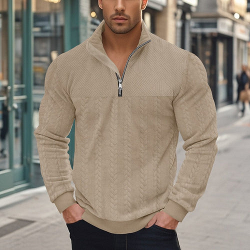 Stylish high-neck fleece sweater for men with粗糙针织图案 Lune London