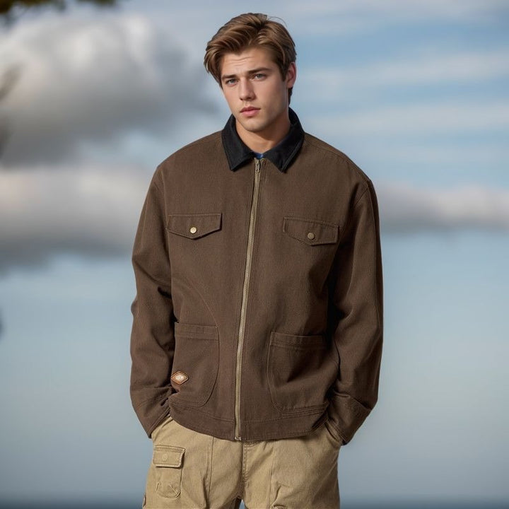 Work jacket for men with a sturdy look featuring functional pockets and reinforced collar Lune London