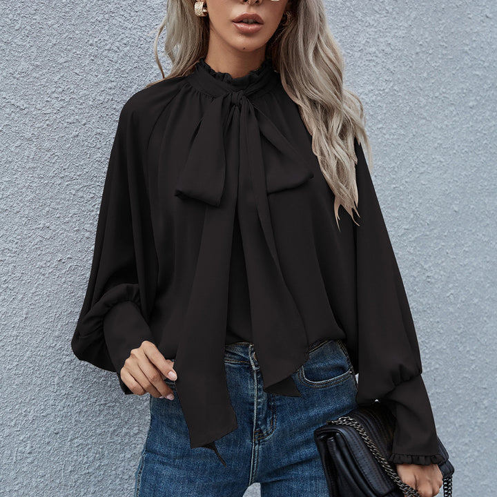 Women's blouse with bow collar and voluminous sleeves Lune London