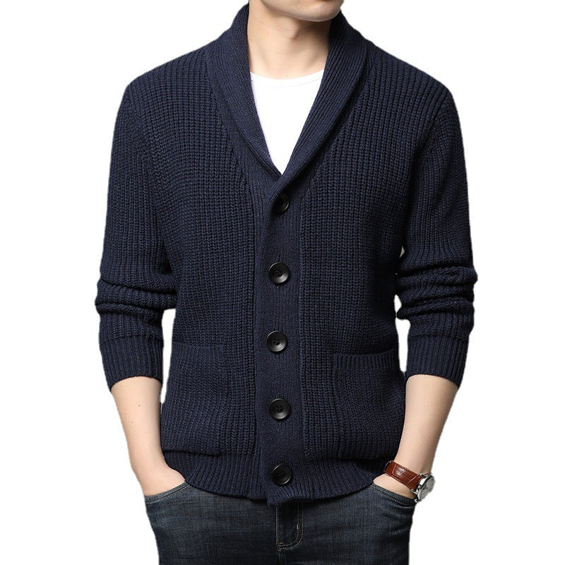 Knitted jacket for men with shawl collar and practical pockets Lune London
