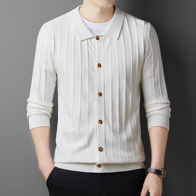 Men's knitted jacket with structured pattern and elegant buttons Lune London
