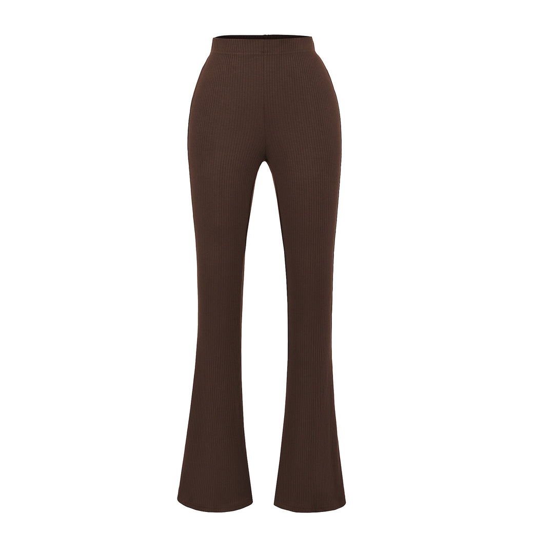 Elegant flared pants for women with a high waist and fine rib design Lune London