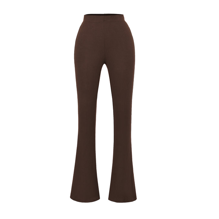 Elegant flared pants for women with a high waist and fine rib design Lune London