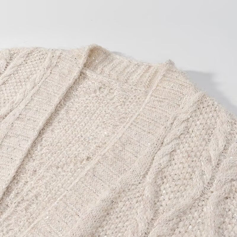 Cardigan en tricot chunky pour femmes avec poches pratiques Chic & Stil