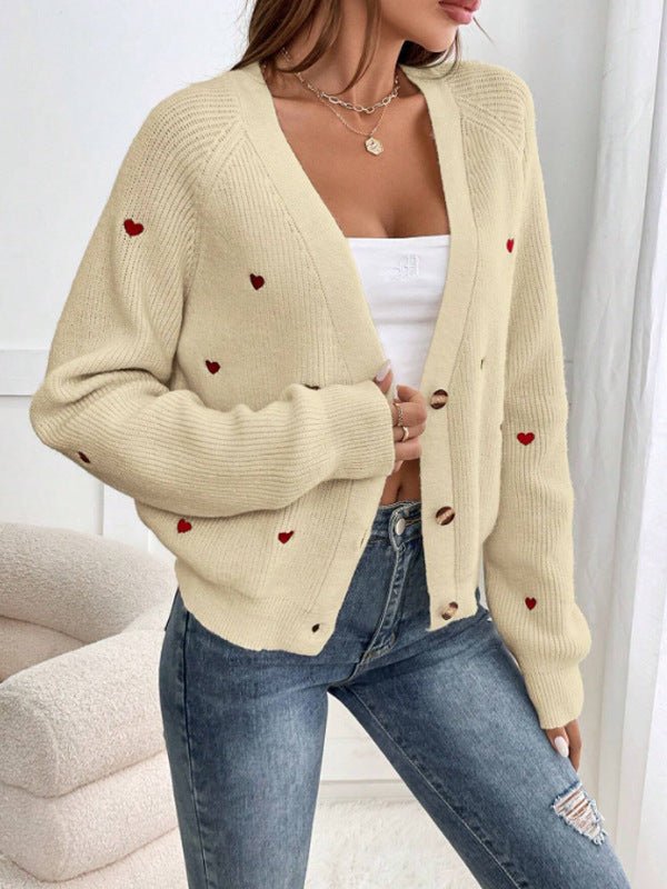 Gilet pour femmes avec appliqués en forme de cœur et fermeture à boutons Chic & Stil