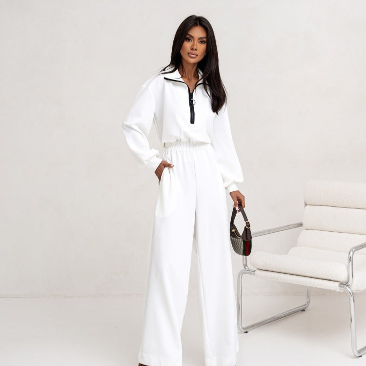Women elegant jumpsuit with high collar and zipper Chic & Stil