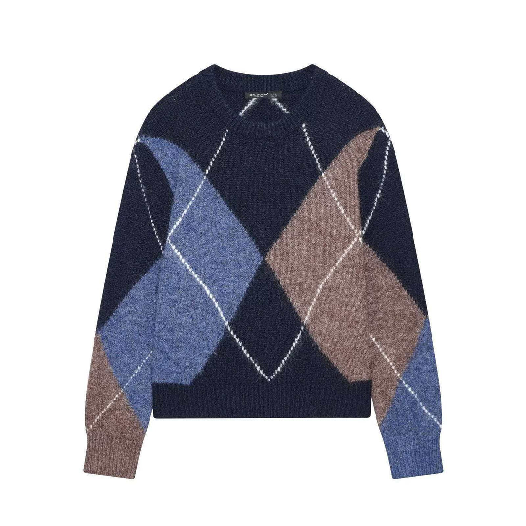 Pull en tricot épais pour femmes avec un motif moderne en diamant Chic & Stil