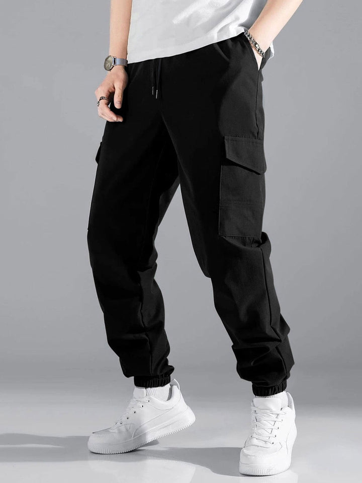 Men's Cargo Pants with Elastic Waistband and Multifunctional Pockets Lune London