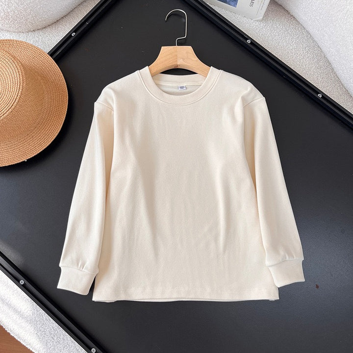 Chemise longue à manches longues confortable pour femme avec col rond