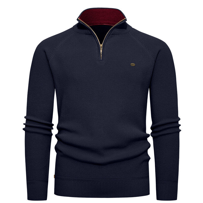 Knitted pullover for men with a high collar and zipper Lune London