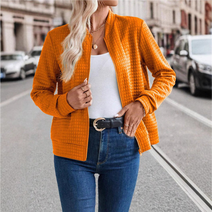 Ladies lightweight quilted jacket with high collar and full zipper Lune London