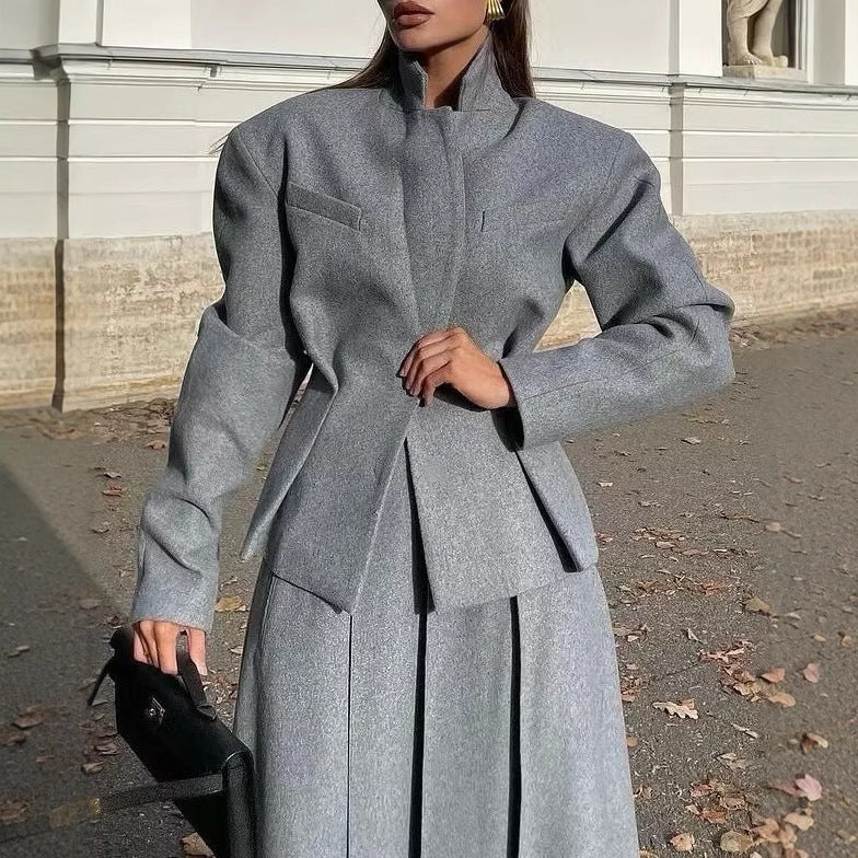Ladies elegant blazer and skirt set in high-quality wool blend Lune London