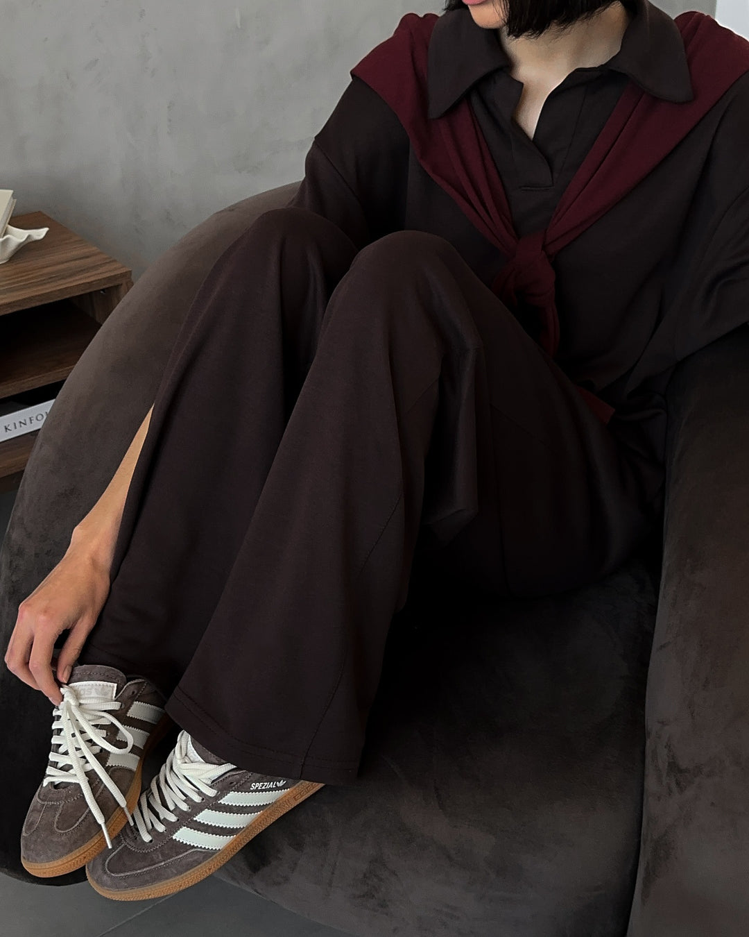 Ladies elegant set with oversized collar and wide trousers Lune London