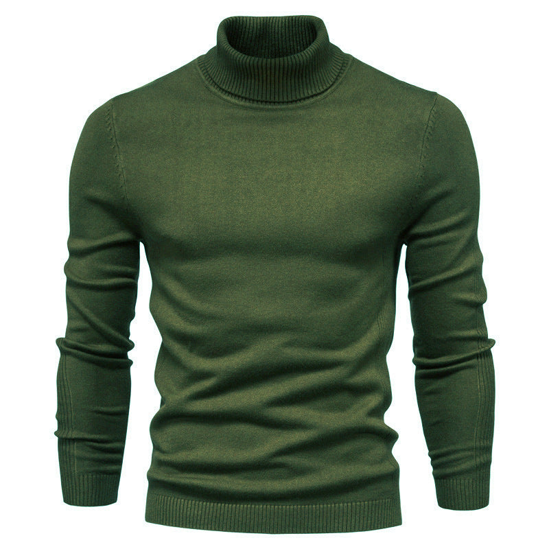 Knit sweater for men with high collar and fine rib pattern Lune London